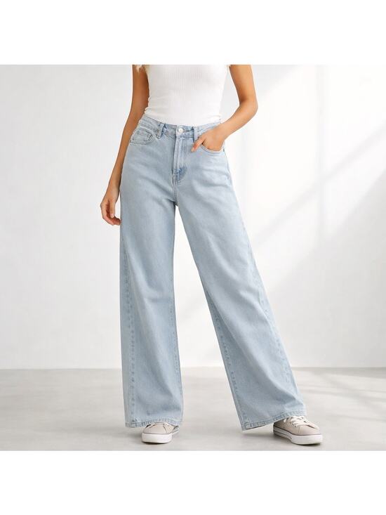 Vibrant M.i.U Denim - Vibrant Miu Jeans Womens W24 Light Wash Wide Leg High Rise Denim NWT